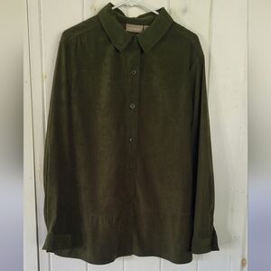 Faux Suede Button Down Shacket Lightweight Jacket